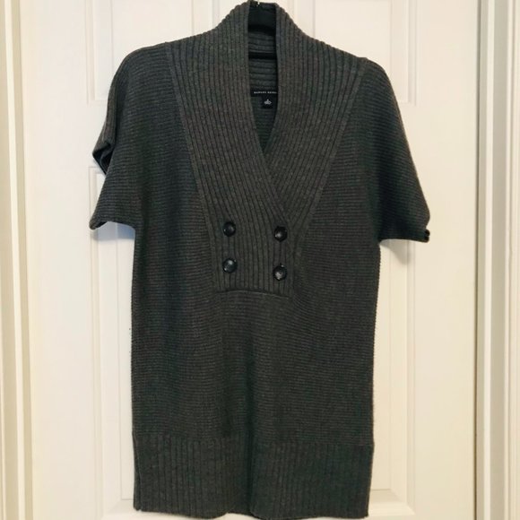 BANANA REPUBLIC Women's Short-Sleeved Sweater Charcoal Gray Sz S - Picture 1 of 11